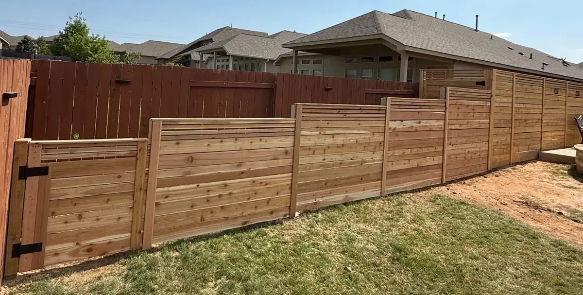 Modern horizontal cedar fence